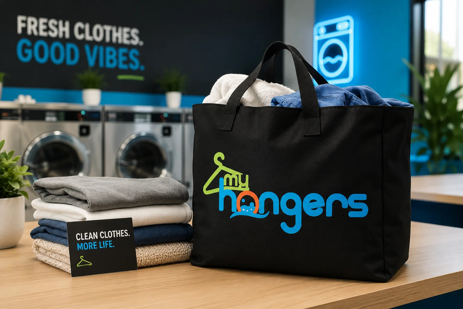 My Hangers branded laundry bag ready for pickup and delivery